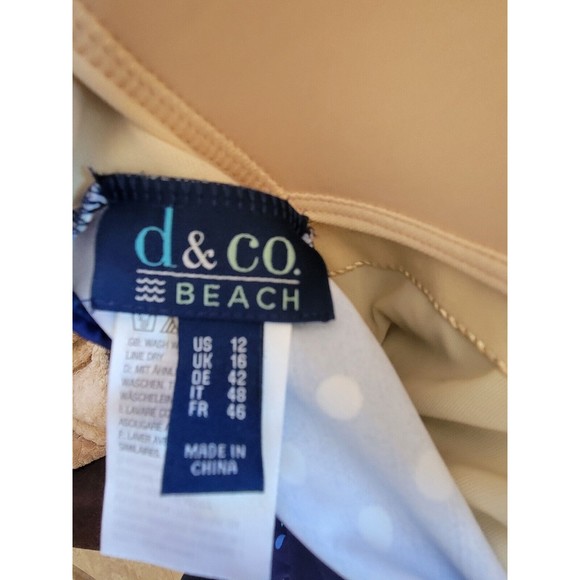 Denim & Co. Beach Ruffle Neck Skirted Swim Dress Suit Blue Dots NWOT Sz 12 - Picture 10 of 10